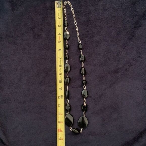 Black and silver longer length statement necklace - Picture 4 of 4